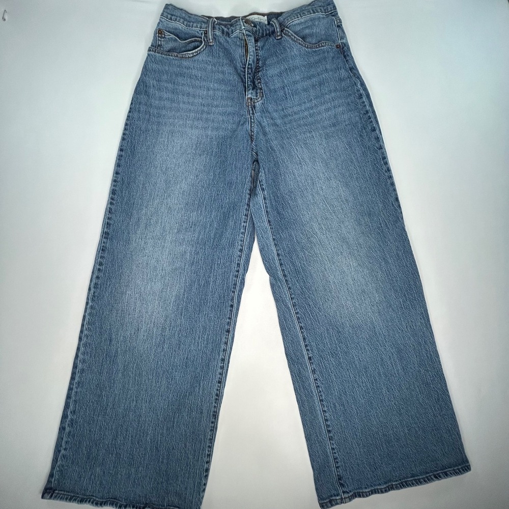 Jessica Simpson Freesia Womens Jeans 10 Blue High Rise Wide Leg Denim
